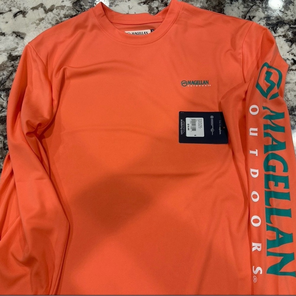Magellan Outdoors Men’s Long-Sleeve Performance Shirt — Coral
